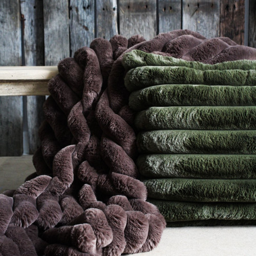 Photograph of Blanket Puffer Faux Fur Throw Chocolate