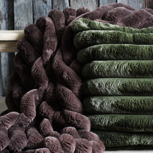 Photograph of Blanket Puffer Faux Fur Throw Chocolate
