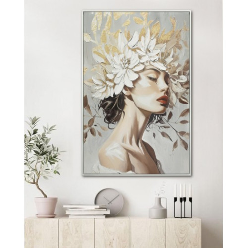 Photograph of Hand painted print of ladies face