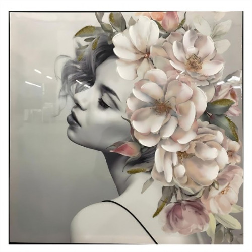 Photograph of Hand painted canvas print with black frame