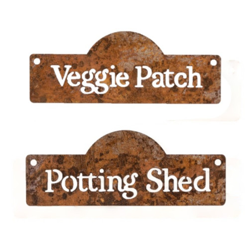 Photograph of Sign Potting shed/Veggie patch Rust