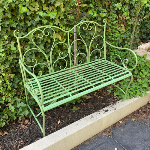 Photograph of Garden Bench Adele Metal Green Brush