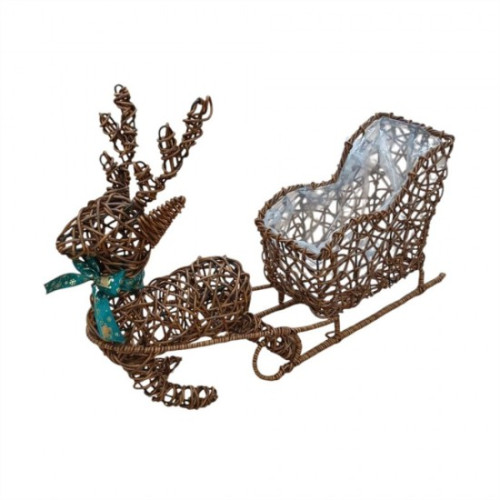 Photograph of Christmas Plastic Rattan Reindeer w/Sleigh