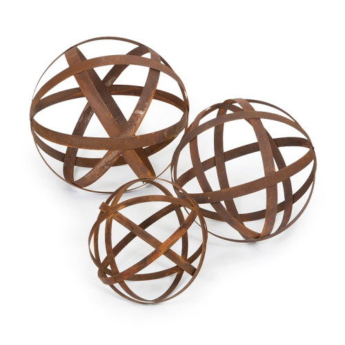 Photograph of Rusty Steel Strap Sphere Trio